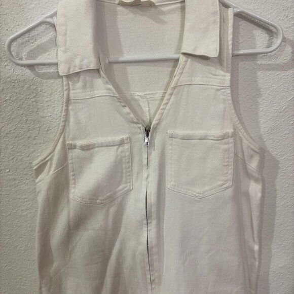 Entro Zipper Front White Denim Romper - Picture 4 of 6
